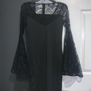 Black bell sleeved dress